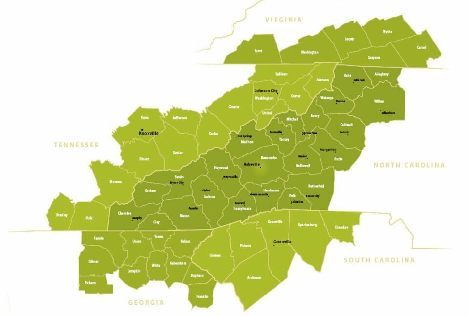 Map of the Appalachian Grown region