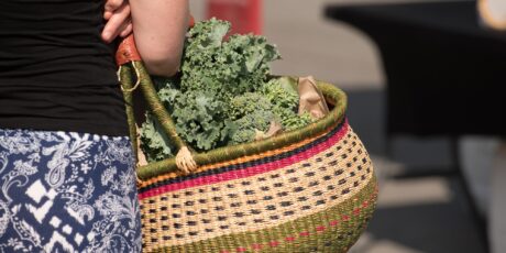 greens in a market basket