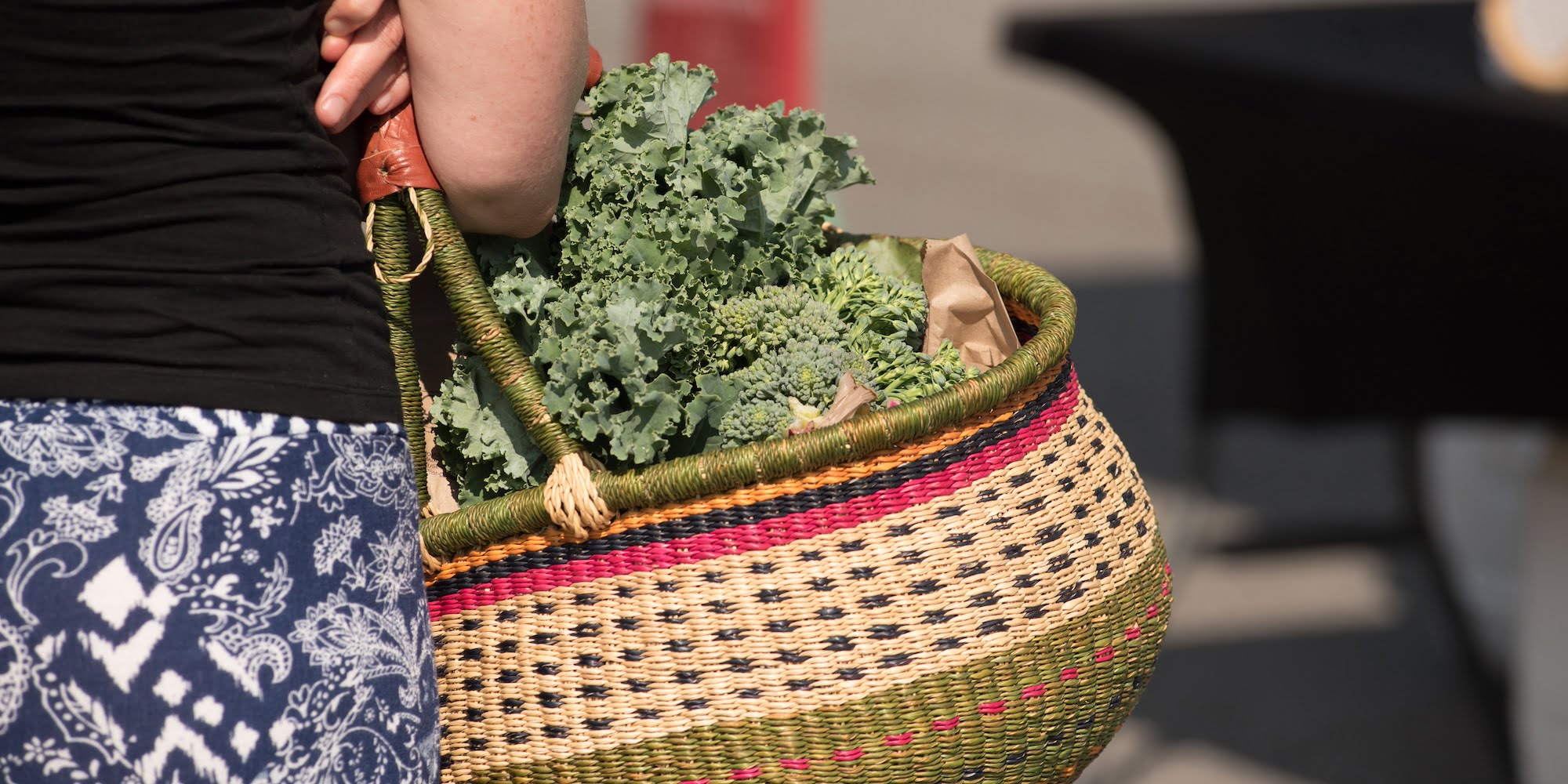greens in a market basket
