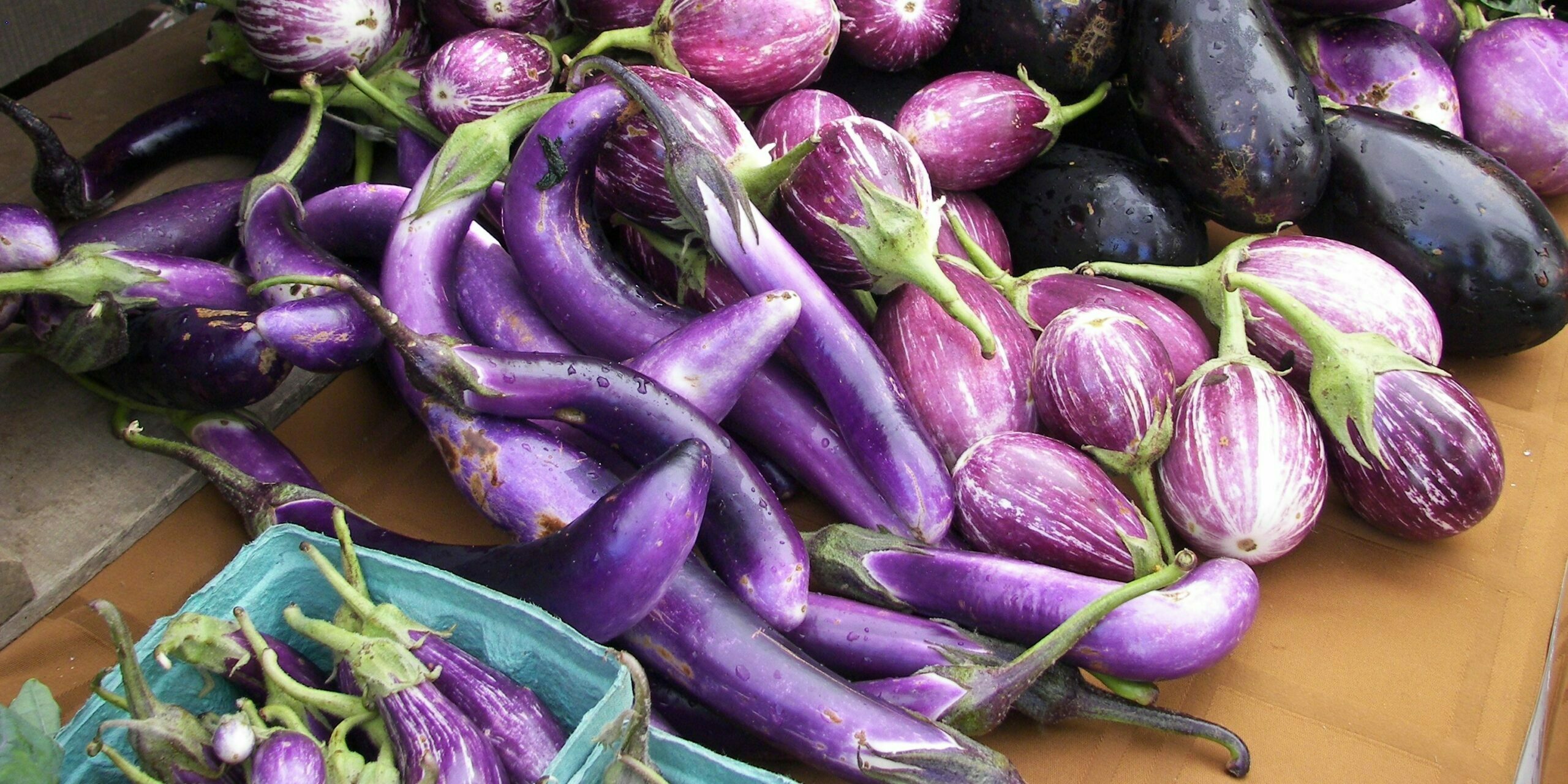 a variety of eggplant at farmers markets