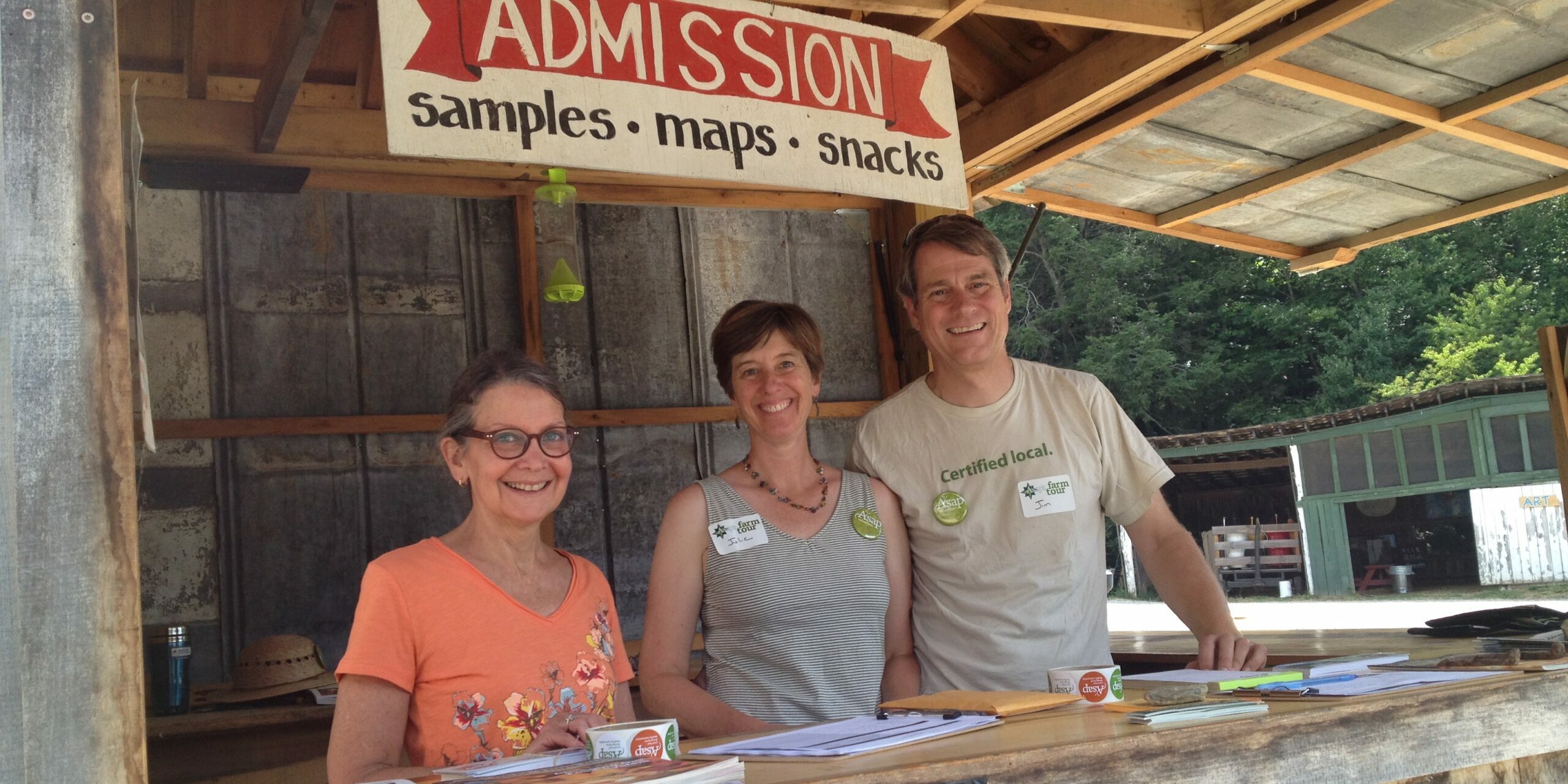 volunteers for ASAP's Farm Tour at Hickory Nut Gap Farm