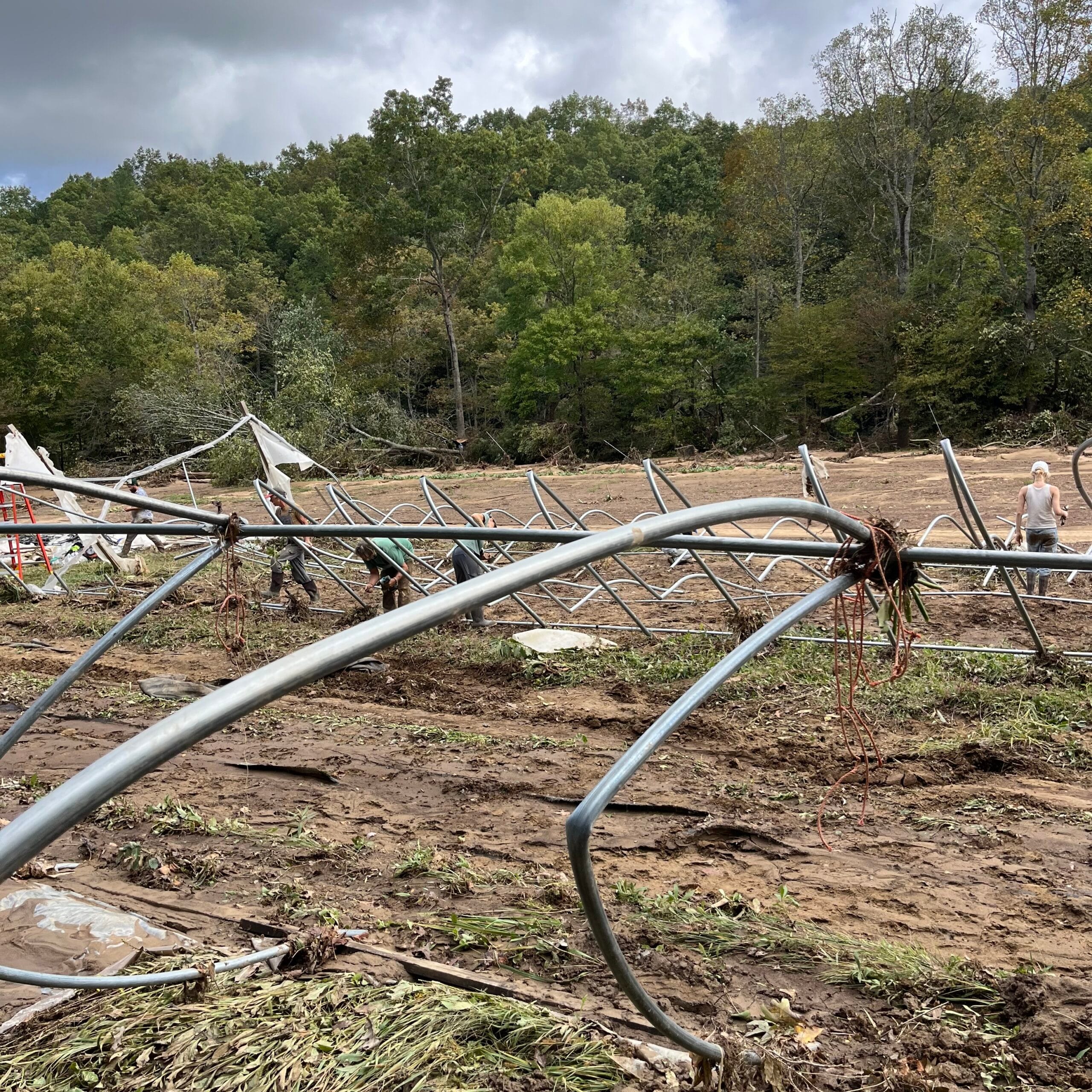 Hurricane Helene damage at Green Toe Ground Farm