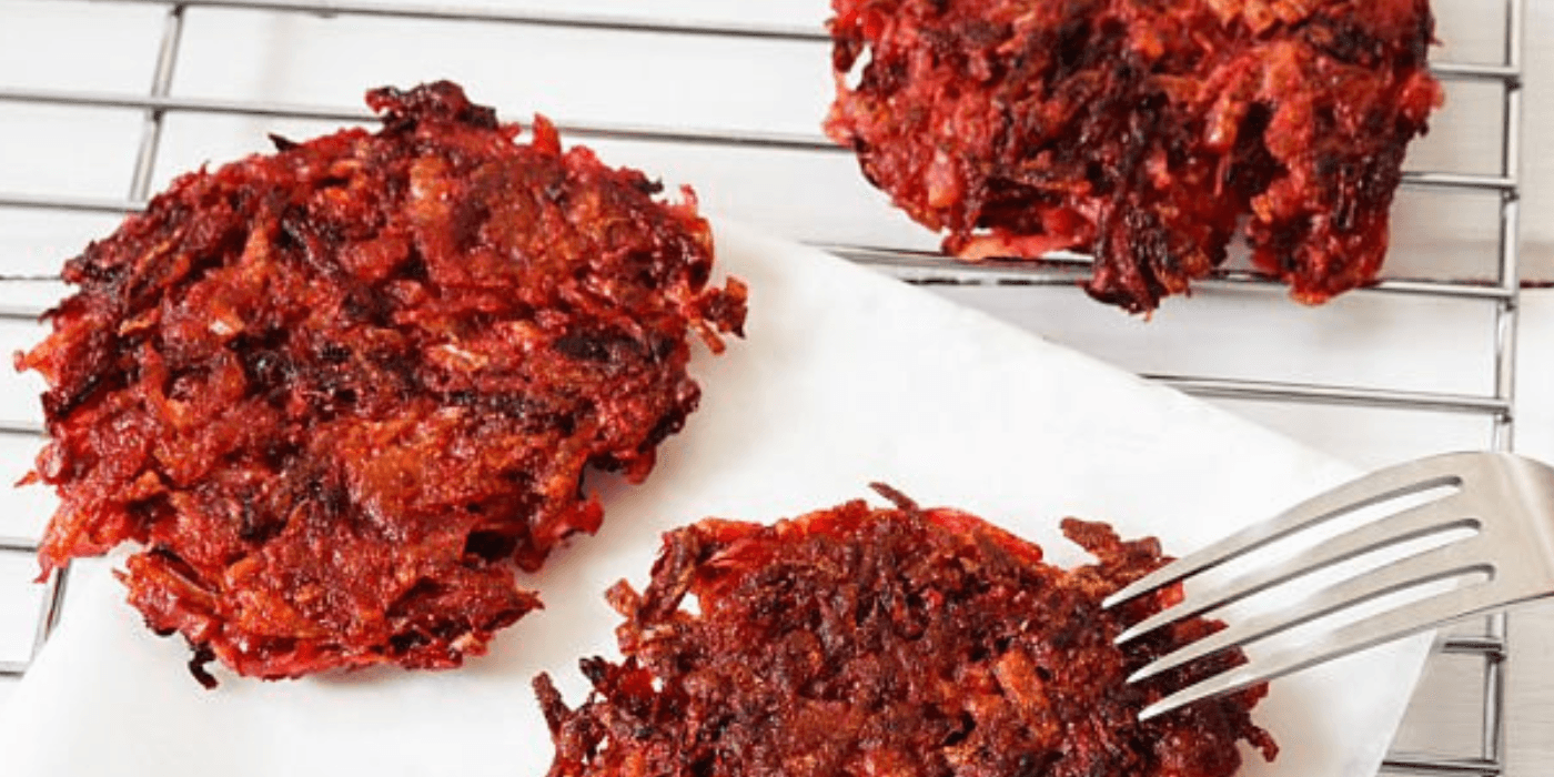 Beet and Sweet Potato Fritters